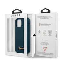Заредете изображение във визуализатора на галерията – Guess GUHCP12LLSLMGBL iPhone 12 Pro Max 6,7" niebieski/blue hardcase Metal Logo Script - TopMag
