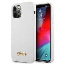 Заредете изображение във визуализатора на галерията – Guess GUHCP12LLSLMGWH iPhone 12 Pro Max 6,7" biały/white hardcase Metal Logo Script - TopMag

