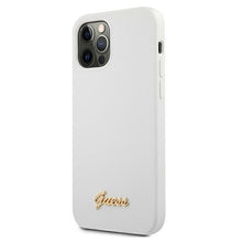 Заредете изображение във визуализатора на галерията – Guess GUHCP12LLSLMGWH iPhone 12 Pro Max 6,7" biały/white hardcase Metal Logo Script - TopMag

