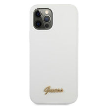 Заредете изображение във визуализатора на галерията – Guess GUHCP12LLSLMGWH iPhone 12 Pro Max 6,7" biały/white hardcase Metal Logo Script - TopMag
