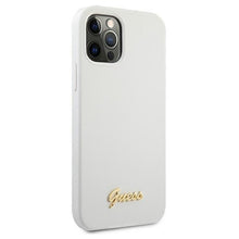 Заредете изображение във визуализатора на галерията – Guess GUHCP12LLSLMGWH iPhone 12 Pro Max 6,7" biały/white hardcase Metal Logo Script - TopMag
