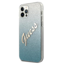 Заредете изображение във визуализатора на галерията – Guess GUHCP12LPCUGLSBL iPhone 12 Pro Max 6,7" niebieski/blue hardcase Glitter Gradient Script - TopMag
