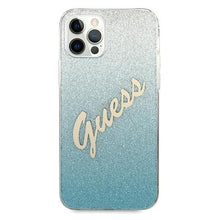 Заредете изображение във визуализатора на галерията – Guess GUHCP12LPCUGLSBL iPhone 12 Pro Max 6,7" niebieski/blue hardcase Glitter Gradient Script - TopMag

