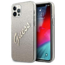 Заредете изображение във визуализатора на галерията – Guess GUHCP12LPCUGLSGO iPhone 12 Pro Max 6,7" złoty/gold hardcase Glitter Gradient Script - TopMag
