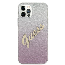 Заредете изображение във визуализатора на галерията – Guess GUHCP12LPCUGLSPI iPhone 12 Pro Max 6,7" różowy/pink hardcase Glitter Gradient Script - TopMag
