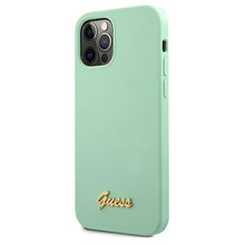Заредете изображение във визуализатора на галерията – Guess GUHCP12MLSLMGGN iPhone 12/12 Pro 6,1" zielony/green hardcase Metal Logo Script - TopMag
