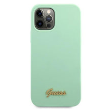 Заредете изображение във визуализатора на галерията – Guess GUHCP12MLSLMGGN iPhone 12/12 Pro 6,1" zielony/green hardcase Metal Logo Script - TopMag
