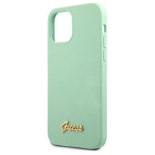 Заредете изображение във визуализатора на галерията – Guess GUHCP12MLSLMGGN iPhone 12/12 Pro 6,1" zielony/green hardcase Metal Logo Script - TopMag
