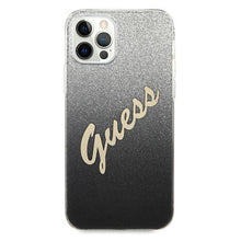 Заредете изображение във визуализатора на галерията – Guess GUHCP12MPCUGLSBK iPhone 12/12 Pro 6,1" czarny/black hardcase Glitter Gradient Script - TopMag
