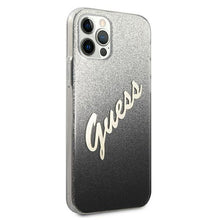 Заредете изображение във визуализатора на галерията – Guess GUHCP12MPCUGLSBK iPhone 12/12 Pro 6,1" czarny/black hardcase Glitter Gradient Script - TopMag
