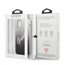 Заредете изображение във визуализатора на галерията – Guess GUHCP12MPCUGLSBK iPhone 12/12 Pro 6,1" czarny/black hardcase Glitter Gradient Script - TopMag
