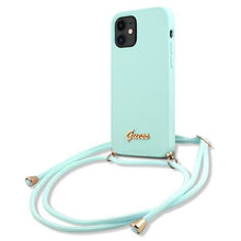 Заредете изображение във визуализатора на галерията – Guess GUHCP12SLSCLMGLB iPhone 12 mini 5,4" jasno niebieski/light blue hardcase Metal Logo Cord - TopMag

