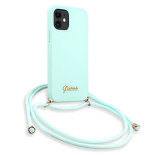 Заредете изображение във визуализатора на галерията – Guess GUHCP12SLSCLMGLB iPhone 12 mini 5,4" jasno niebieski/light blue hardcase Metal Logo Cord - TopMag
