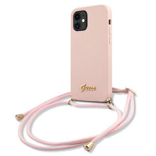 Заредете изображение във визуализатора на галерията – Guess GUHCP12SLSCLMGLP iPhone 12 mini 5,4" różowy/pink hardcase Metal Logo Cord - TopMag
