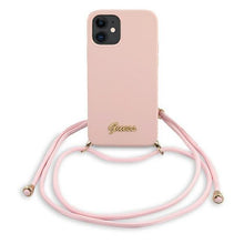Заредете изображение във визуализатора на галерията – Guess GUHCP12SLSCLMGLP iPhone 12 mini 5,4" różowy/pink hardcase Metal Logo Cord - TopMag

