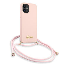 Заредете изображение във визуализатора на галерията – Guess GUHCP12SLSCLMGLP iPhone 12 mini 5,4" różowy/pink hardcase Metal Logo Cord - TopMag
