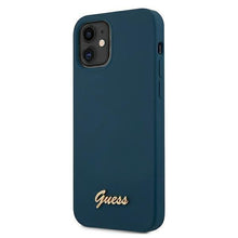 Заредете изображение във визуализатора на галерията – Guess GUHCP12SLSLMGBL iPhone 12 mini 5,4" niebieski/blue hardcase Metal Logo Script - TopMag
