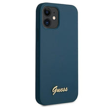 Заредете изображение във визуализатора на галерията – Guess GUHCP12SLSLMGBL iPhone 12 mini 5,4" niebieski/blue hardcase Metal Logo Script - TopMag
