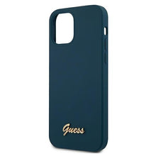 Заредете изображение във визуализатора на галерията – Guess GUHCP12SLSLMGBL iPhone 12 mini 5,4" niebieski/blue hardcase Metal Logo Script - TopMag
