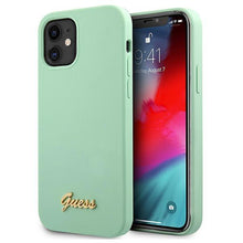 Заредете изображение във визуализатора на галерията – Guess GUHCP12SLSLMGGN iPhone 12 mini 5,4" zielony/green hardcase Metal Logo Script - TopMag
