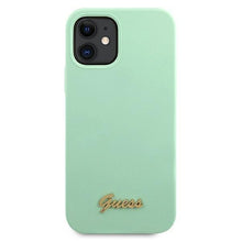 Заредете изображение във визуализатора на галерията – Guess GUHCP12SLSLMGGN iPhone 12 mini 5,4" zielony/green hardcase Metal Logo Script - TopMag
