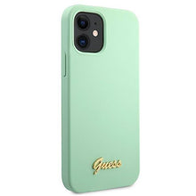 Заредете изображение във визуализатора на галерията – Guess GUHCP12SLSLMGGN iPhone 12 mini 5,4" zielony/green hardcase Metal Logo Script - TopMag
