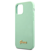Заредете изображение във визуализатора на галерията – Guess GUHCP12SLSLMGGN iPhone 12 mini 5,4" zielony/green hardcase Metal Logo Script - TopMag
