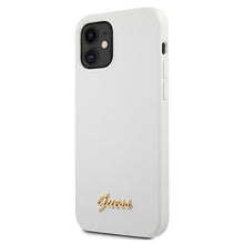 Заредете изображение във визуализатора на галерията – Guess GUHCP12SLSLMGWH iPhone 12 mini 5,4" biały/white hardcase Metal Logo Script - TopMag
