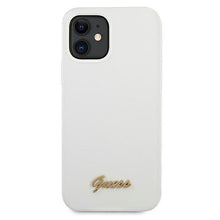 Заредете изображение във визуализатора на галерията – Guess GUHCP12SLSLMGWH iPhone 12 mini 5,4" biały/white hardcase Metal Logo Script - TopMag
