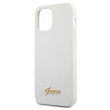 Заредете изображение във визуализатора на галерията – Guess GUHCP12SLSLMGWH iPhone 12 mini 5,4" biały/white hardcase Metal Logo Script - TopMag
