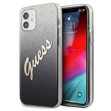 Заредете изображение във визуализатора на галерията – Guess GUHCP12SPCUGLSBK iPhone 12 mini 5,4" czarny/black hardcase Glitter Gradient Script - TopMag
