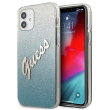 Заредете изображение във визуализатора на галерията – Guess GUHCP12SPCUGLSBL iPhone 12 mini 5,4" niebieski/blue hardcase Glitter Gradient Script - TopMag
