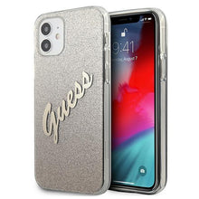 Заредете изображение във визуализатора на галерията – Guess GUHCP12SPCUGLSGO iPhone 12 mini 5,4" złoty/gold hardcase Glitter Gradient Script - TopMag
