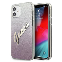 Заредете изображение във визуализатора на галерията – Guess GUHCP12SPCUGLSPI iPhone 12 mini 5,4" różowy/pink hardcase Glitter Gradient Script - TopMag

