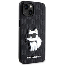 Заредете изображение във визуализатора на галерията – Original Pouch KARL LAGERFELD Saffiano Monogram Choupette KLHCP14MSAKHPCK for Iphone 14 Plus Black
