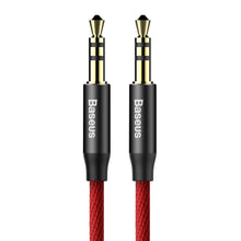Заредете изображение във визуализатора на галерията – Baseus Yiven M30 stereo AUX audio cable 3.5 mm male mini jack 1.5m red-black (CAM30-C91)
