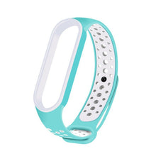 Заредете изображение във визуализатора на галерията – Replacement Silicone Wristband Strap for Xiaomi Mi Band 5 Dots Turquoise / White - TopMag
