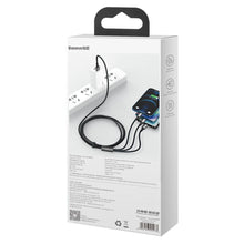Заредете изображение във визуализатора на галерията – Baseus Tungsten 3in1 USB cable - USB Type C / Lightning / micro USB 3.5 A 1.5 m black (CAMLTWJ-01) - TopMag
