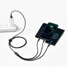 Заредете изображение във визуализатора на галерията – Baseus Tungsten 3in1 USB cable - USB Type C / Lightning / micro USB 3.5 A 1.5 m black (CAMLTWJ-01) - TopMag
