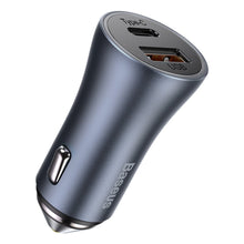 Заредете изображение във визуализатора на галерията – Baseus Golden Contactor Pro fast USB car charger Type C / USB 40 W Power Delivery 3.0 Quick Charge 4+ SCP FCP AFC + USB cable - USB Type C gray (TZCCJD-0G) - TopMag
