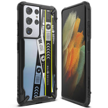 Заредете изображение във визуализатора на галерията – Ringke Fusion X Design durable PC Case with TPU Bumper for Samsung Galaxy S21 Ultra 5G black (Ticket band) (XDSG0055) - TopMag
