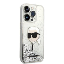 Заредете изображение във визуализатора на галерията – Karl Lagerfeld KLHCP14LLNKHCH iPhone 14 Pro 6.1" silver/silver hardcase Glitter Karl Head

