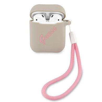 Guess GUACA2LSVSGP AirPods cover szaro różowy/grey pink Silicone Vintage - TopMag