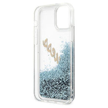 Заредете изображение във визуализатора на галерията – Guess GUHCP12LGLVSBL iPhone 12 Pro Max 6,7" niebieski/blue hardcase Glitter Vintage Script - TopMag
