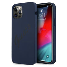 Заредете изображение във визуализатора на галерията – Guess GUHCP12LLSVSBL iPhone 12 Pro Max 6,7" niebieski/blue hardcase Script Vintage - TopMag
