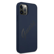 Заредете изображение във визуализатора на галерията – Guess GUHCP12LLSVSBL iPhone 12 Pro Max 6,7" niebieski/blue hardcase Script Vintage - TopMag
