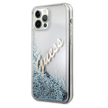 Заредете изображение във визуализатора на галерията – Guess GUHCP12MGLVSBL iPhone 12/12 Pro 6,1" niebieski/blue hardcase Glitter Vintage Script - TopMag
