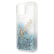 Заредете изображение във визуализатора на галерията – Guess GUHCP12MGLVSBL iPhone 12/12 Pro 6,1" niebieski/blue hardcase Glitter Vintage Script - TopMag
