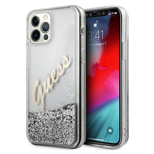 Заредете изображение във визуализатора на галерията – Guess GUHCP12MGLVSSI iPhone 12/12 Pro 6,1" srebrny/silver hardcase Glitter Vintage Script - TopMag
