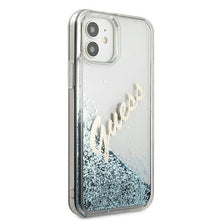 Заредете изображение във визуализатора на галерията – Guess GUHCP12SGLVSBL iPhone 12 mini 5,4" niebieski/blue hardcase Glitter Vintage Script - TopMag
